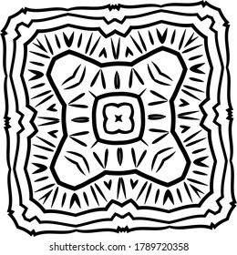 Mandala para tarjeta de saludo, estuche impreso, etc. Patrón abstracto. Patrón Diwali blanco y negro. Ilustración del vector