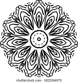 Mandala for greeting card, case print, etc. Abstract pattern. Diwali pattern black and white. Vector illustration
