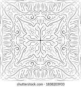Mandala para tarjeta de saludo, estuche impreso, etc. Patrón abstracto. Patrón Diwali blanco y negro. Ilustración del vector