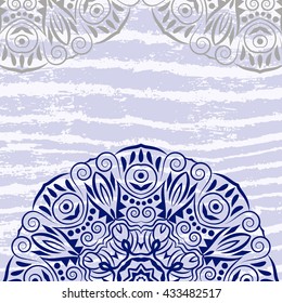 Mandala grunge background. Vintage pattern with round ornament, decorative indian medallion, abstract flower element. Vector design