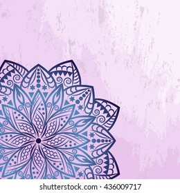 Mandala grunge background. Vintage pattern with round ornament, decorative indian medallion, abstract lotus flower element. Vector design