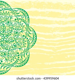 Mandala grunge background. Vintage pattern with round ornament, decorative indian medallion, abstract flower element. Vector design