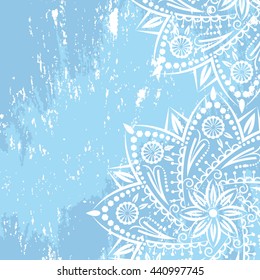 Mandala grunge background. Vintage pattern with round ornament, decorative indian medallion, abstract lotus flower element. Vector design