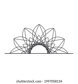 Mandala, half round ornament. Element for design, logo, business cards. Vector isolated.