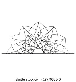 Mandala, half round ornament. Element for design, logo, business cards. Vector isolated.