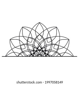 Mandala, half round ornament. Element for design, logo, business cards. Vector isolated.