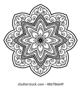 Mandala hand drawn design. Can be used like Coloring page. Vintage oriental round decorative element. vector illustration.