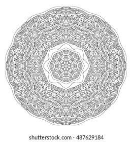 Mandala hand drawn design. Can be used like Coloring page. Vintage oriental round decorative element. vector illustration.