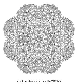 Mandala hand drawn design. Can be used like Coloring page. Vintage oriental round decorative element. vector illustration.