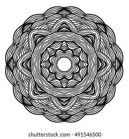 Mandala hand drawn design. Can be used like Coloring page. Vintage oriental round decorative element. vector illustration.
