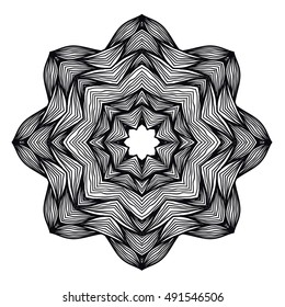 Mandala hand drawn design. Can be used like Coloring page. Vintage oriental round decorative element. vector illustration.