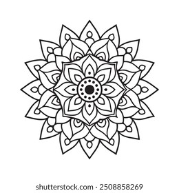 Mandala with hand drawn elements. Hand drawn decorated mandala. Vector illustration
