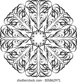 Mandala. Hand drawn ethnic decorative background. Round ornament pattern. Vintage decorative elegant motif. Anti stress coloring book page for adults.