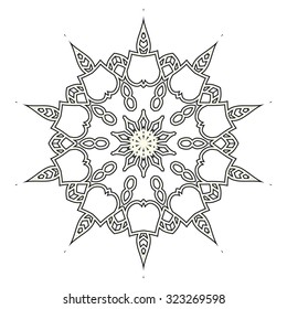 Mandala. Hand drawn ethnic decorative elements. Arabic, Islam,  Indian motifs background. Vector mono line graphic design templates