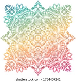 Mandala, Hand Drawn Gradient Mandala Isolated On White.