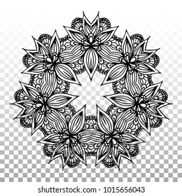 Mandala. Hand drawn oriental arabesque ornament. Indian, islamic, ottoman motif. Adult coloring book pages template.