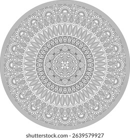 Mandala Hand Drawn Outline Adult Coloring Page