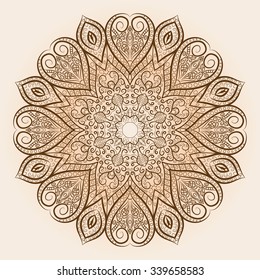 Mandala. Hand-drawn highly detailed round elements. Vector vintage decorative elements. Islam, Arabic, Indian, Turkish, Ottoman, Pakistan motifs.