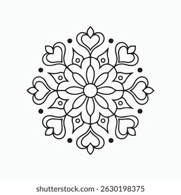 Mandala Heart Floral Line Art Design