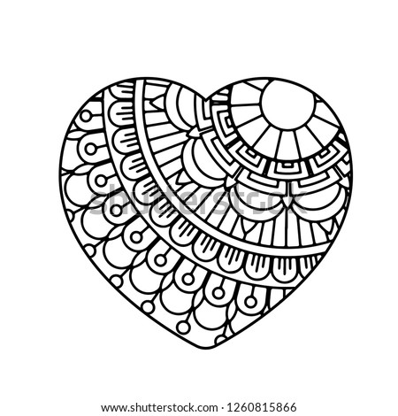 Mandala Heart Valentines Day Adult Coloring Stock Vector ...