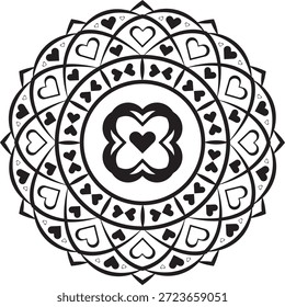  Gráfico del Vector del corazón del mandala para la ilustración romántica del día de San Valentín de Cupido y el diseño de saludo.	