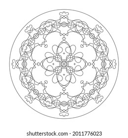 Mandala. Les coeurs. Page de coloration anti-stress. Illustration vectorielle noir et blanc.