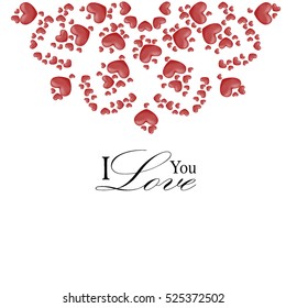 Mandala from hearts on a white background for greeting cards confession of love, on Valentine's Day, an invitation to the wedding. Logo in the romantic style. Vector illustration