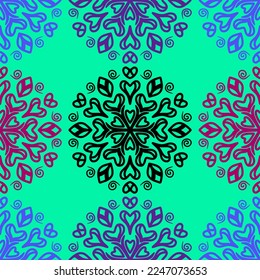 Mandala with hearts pattern. Mandala seamless pattern. patterns for Valentine's day vector illustration.