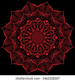 mandala hearts red vector black