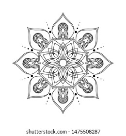 Mandala for Henna, Mehndi, tattoo, decoration and coloring. Decorative ornament in ethnic oriental style.