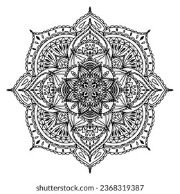 Mandala for Henna, Mehndi, tattoo, decoration, coloring book. Decorative round ornaments. Ethnic Oriental Circular ornament vector. Anti-stress therapy drawing
