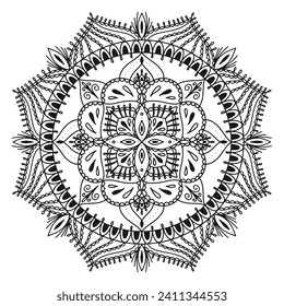 Mandala for Henna, Mehndi, tattoo, decoration, coloring book. Decorative round ornaments. Ethnic Oriental Circular ornament vector. Anti-stress therapy drawing