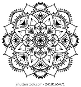 Mandala for Henna, Mehndi, tattoo, decoration, coloring book. Decorative round ornaments. Ethnic Oriental Circular ornament vector. Anti-stress therapy drawing