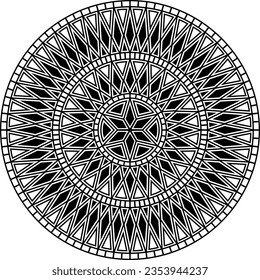 Mandala. Highly detailed circle polynesian tribal design. Tattoo, print, design element, for coloring book pages