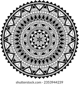 Mandala. Highly detailed circle polynesian tribal design. Tattoo, print, design element, for coloring book pages