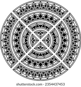 Mandala. Highly detailed circle polynesian tribal design. Tattoo, print, design element, for coloring book pages