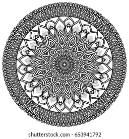 mandala, highly detailed illustration, ethnic tribal tattoo motive, isolated on a white. vector.