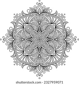 Mandala. Highly detailed ornamental design. Tattoo, print, design element, for coloring book pages