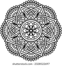 Mandala. Highly detailed ornamental design. Tattoo, print, design element, for coloring book pages