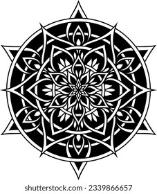 Mandala. Highly detailed ornamental design. Tattoo, print, design element, for coloring book pages