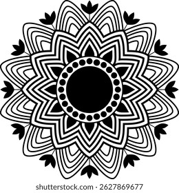 Mandala. Highly detailed ornamental design. print, design element, for coloring book pages