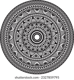 Mandala. Highly detailed tribal design. Tattoo, print, design element, for coloring book pages