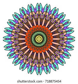Mandala, highly detailed vector illustration, ethnic tribal tattoo motive. Anti-stress illustration