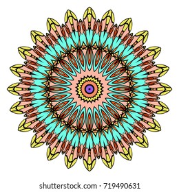 Mandala, highly detailed vector illustration, ethnic tribal tattoo motive. Anti-stress illustration
