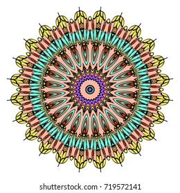 Mandala, highly detailed vector illustration, ethnic tribal tattoo motive. Anti-stress illustration