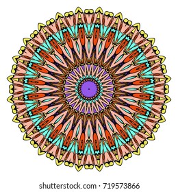 Mandala, highly detailed vector illustration, ethnic tribal tattoo motive. Anti-stress illustration