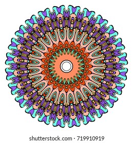 Mandala, highly detailed vector illustration, ethnic tribal tattoo motive. Anti-stress illustration