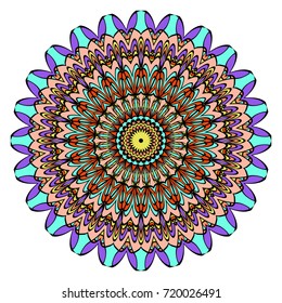 Mandala, highly detailed vector illustration, ethnic tribal tattoo motive. Anti-stress illustration