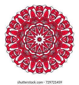 Mandala, highly detailed vector illustration, ethnic tribal tattoo motive. Anti-stress illustration