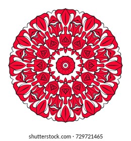 Mandala, highly detailed vector illustration, ethnic tribal tattoo motive. Anti-stress illustration